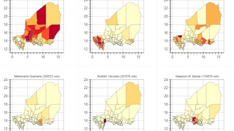 Cartographie des résultats des élections au Niger via G. Luton 