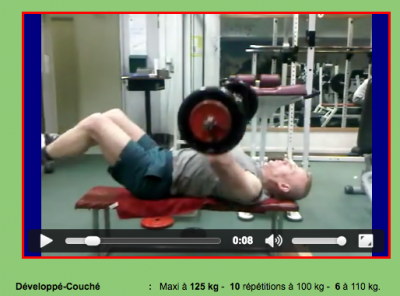 SDF75 dans la salle de musculation - capture d'ecran d'une video de son blog 